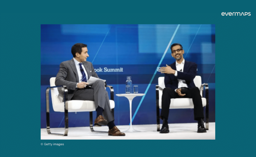 Photo de l'interview de Sundar Pichai lors du DealBook Summit 2024